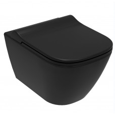 Подвесной унитаз Volle Solo Rimless черный матовый с медленнопадающим сиденьем (13-55-111Black) Подвесной унитаз Volle Solo Rimless черный матовый с медленнопадающим сиденьем (13-55-111Black)